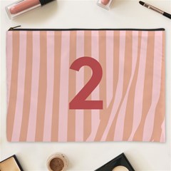 Number 2 Line Vertical Red Pink Wave Chevron Cosmetic Bag (xxxl)  by Mariart