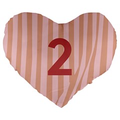 Number 2 Line Vertical Red Pink Wave Chevron Large 19  Premium Heart Shape Cushions