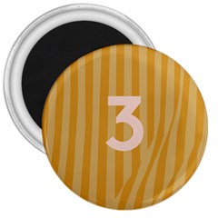 Number 3 Line Vertical Yellow Pink Orange Wave Chevron 3  Magnets by Mariart