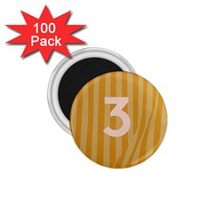 Number 3 Line Vertical Yellow Pink Orange Wave Chevron 1 75  Magnets (100 Pack) 