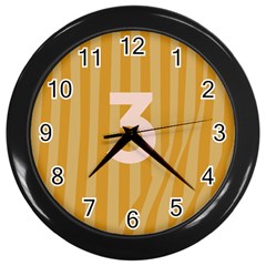 Number 3 Line Vertical Yellow Pink Orange Wave Chevron Wall Clocks (black) by Mariart