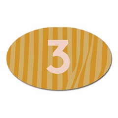 Number 3 Line Vertical Yellow Pink Orange Wave Chevron Oval Magnet