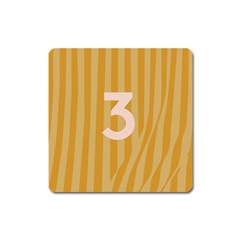 Number 3 Line Vertical Yellow Pink Orange Wave Chevron Square Magnet by Mariart