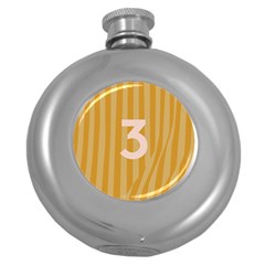 Number 3 Line Vertical Yellow Pink Orange Wave Chevron Round Hip Flask (5 Oz) by Mariart