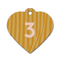 Number 3 Line Vertical Yellow Pink Orange Wave Chevron Dog Tag Heart (one Side)