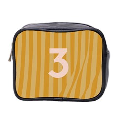 Number 3 Line Vertical Yellow Pink Orange Wave Chevron Mini Toiletries Bag 2-side