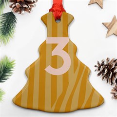 Number 3 Line Vertical Yellow Pink Orange Wave Chevron Ornament (christmas Tree)  by Mariart