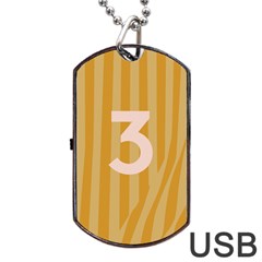 Number 3 Line Vertical Yellow Pink Orange Wave Chevron Dog Tag Usb Flash (one Side) by Mariart