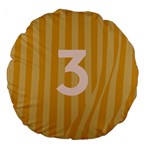 Number 3 Line Vertical Yellow Pink Orange Wave Chevron Large 18  Premium Round Cushions Back