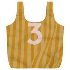 Number 3 Line Vertical Yellow Pink Orange Wave Chevron Full Print Recycle Bags (l)  by Mariart