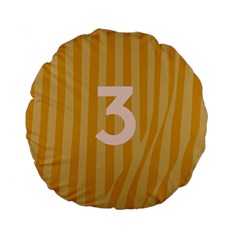 Number 3 Line Vertical Yellow Pink Orange Wave Chevron Standard 15  Premium Flano Round Cushions by Mariart