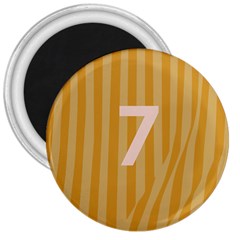 Number 7 Line Vertical Yellow Pink Orange Wave Chevron 3  Magnets