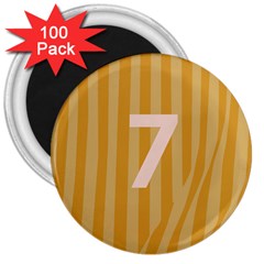 Number 7 Line Vertical Yellow Pink Orange Wave Chevron 3  Magnets (100 Pack)