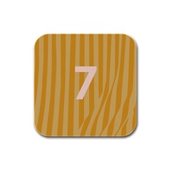 Number 7 Line Vertical Yellow Pink Orange Wave Chevron Rubber Square Coaster (4 Pack) 