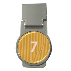 Number 7 Line Vertical Yellow Pink Orange Wave Chevron Money Clips (round)  by Mariart