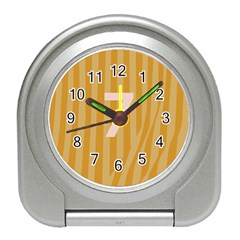 Number 7 Line Vertical Yellow Pink Orange Wave Chevron Travel Alarm Clocks by Mariart