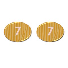 Number 7 Line Vertical Yellow Pink Orange Wave Chevron Cufflinks (oval) by Mariart