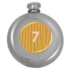 Number 7 Line Vertical Yellow Pink Orange Wave Chevron Round Hip Flask (5 Oz) by Mariart