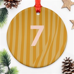 Number 7 Line Vertical Yellow Pink Orange Wave Chevron Round Ornament (two Sides) by Mariart