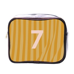 Number 7 Line Vertical Yellow Pink Orange Wave Chevron Mini Toiletries Bags by Mariart