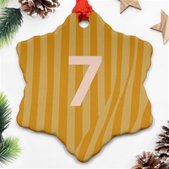 Number 7 Line Vertical Yellow Pink Orange Wave Chevron Snowflake Ornament (two Sides) by Mariart