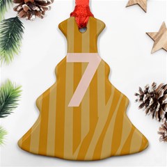 Number 7 Line Vertical Yellow Pink Orange Wave Chevron Christmas Tree Ornament (two Sides) by Mariart