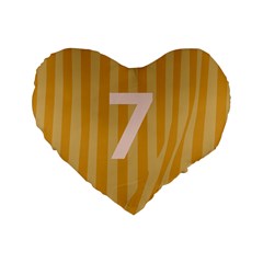 Number 7 Line Vertical Yellow Pink Orange Wave Chevron Standard 16  Premium Heart Shape Cushions by Mariart