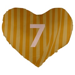 Number 7 Line Vertical Yellow Pink Orange Wave Chevron Large 19  Premium Heart Shape Cushions