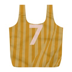 Number 7 Line Vertical Yellow Pink Orange Wave Chevron Full Print Recycle Bags (l) 