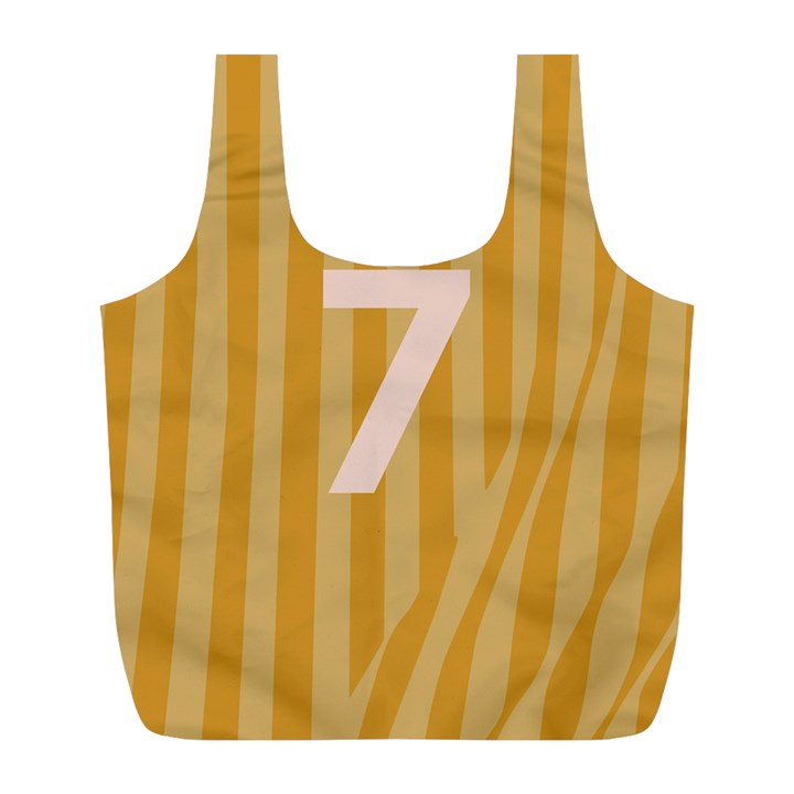 Number 7 Line Vertical Yellow Pink Orange Wave Chevron Full Print Recycle Bags (L) 