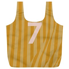 Number 7 Line Vertical Yellow Pink Orange Wave Chevron Full Print Recycle Bags (l) 