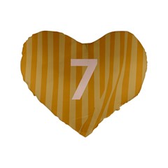 Number 7 Line Vertical Yellow Pink Orange Wave Chevron Standard 16  Premium Flano Heart Shape Cushions by Mariart