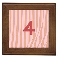 Number 4 Line Vertical Red Pink Wave Chevron Framed Tiles