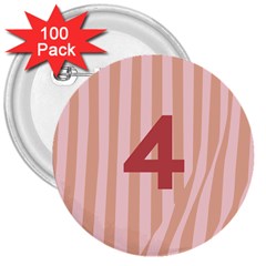 Number 4 Line Vertical Red Pink Wave Chevron 3  Buttons (100 Pack)  by Mariart