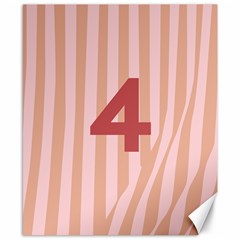 Number 4 Line Vertical Red Pink Wave Chevron Canvas 8  x 10 