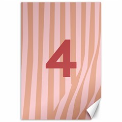 Number 4 Line Vertical Red Pink Wave Chevron Canvas 12  x 18  