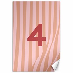 Number 4 Line Vertical Red Pink Wave Chevron Canvas 20  x 30  