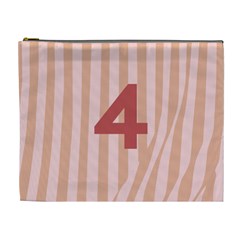 Number 4 Line Vertical Red Pink Wave Chevron Cosmetic Bag (XL)