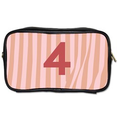 Number 4 Line Vertical Red Pink Wave Chevron Toiletries Bags 2-Side