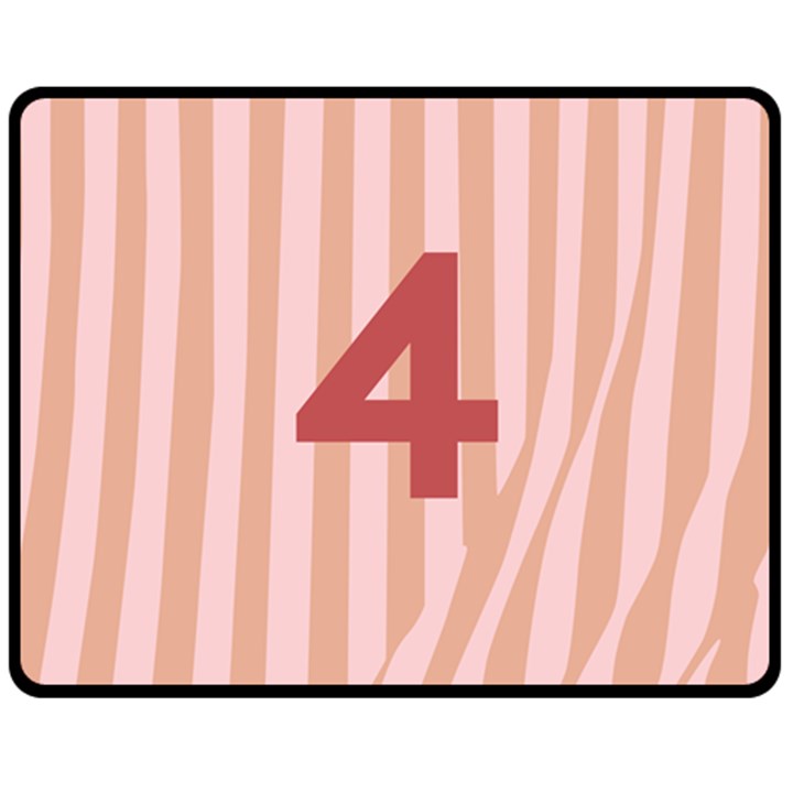 Number 4 Line Vertical Red Pink Wave Chevron Double Sided Fleece Blanket (Medium) 