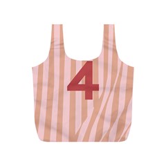 Number 4 Line Vertical Red Pink Wave Chevron Full Print Recycle Bags (S) 