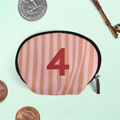 Number 4 Line Vertical Red Pink Wave Chevron Accessory Pouches (Small) 