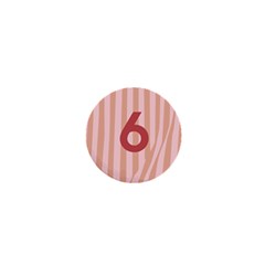 Number 6 Line Vertical Red Pink Wave Chevron 1  Mini Magnets