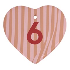 Number 6 Line Vertical Red Pink Wave Chevron Ornament (heart)