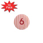 Number 6 Line Vertical Red Pink Wave Chevron 1  Mini Magnet (10 pack)  Front