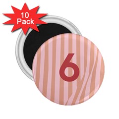 Number 6 Line Vertical Red Pink Wave Chevron 2 25  Magnets (10 Pack)  by Mariart