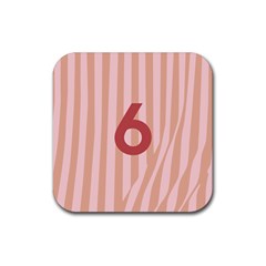 Number 6 Line Vertical Red Pink Wave Chevron Rubber Coaster (square)  by Mariart