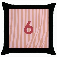 Number 6 Line Vertical Red Pink Wave Chevron Throw Pillow Case (black) by Mariart