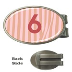 Number 6 Line Vertical Red Pink Wave Chevron Money Clips (Oval)  Front