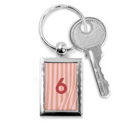 Number 6 Line Vertical Red Pink Wave Chevron Key Chains (rectangle) 